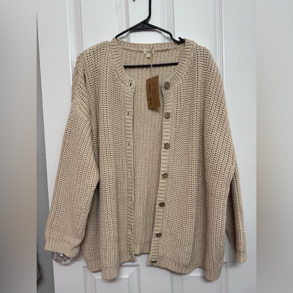 The Simple Folk Chunky Knit Cardigan Oatmeal Organic Cotton Size UK 12 US8 NWT - Picture 4 of 10